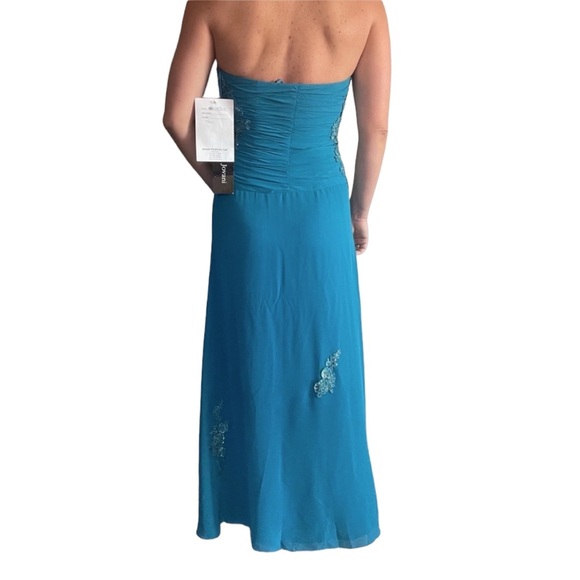 Jovani Teal Strapless Gown - Picture 4 of 5